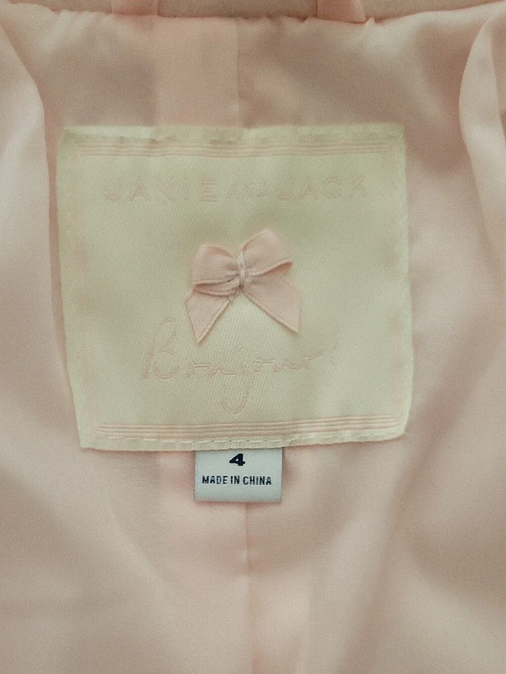 Janie and Jack Pale Pink Bow-Trim A-Line Pea Coat